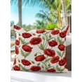 thumbnail image 5 of Outdoor Pillows Waterproof, Spring Floral Bedding Throw Pillows with Insert for Couch Sofa Bed, Red Poppy Green Leaves Botanical 18x18 Inch Pillowcases Decorative Camping Patio Pillow Set of 1, 5 of 7