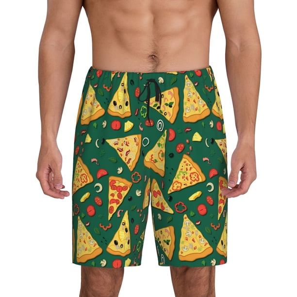 Fotbe Pizza Pantalones Cortos de Pijama para Hombre, Ropa de Dormir, Pantalones de Pijama Cortos para Hombre-Medium