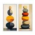 thumbnail image 2 of Designart "Visual Tranquility Harmony in Rock Balancing I" Spiritual Stone Framed Wall Art Set Of 2 - Traditional Yellow Framed Canvas Set For Living Room Decor, 2 of 6