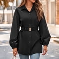 thumbnail image 1 of Camisa Chaqueta con botones para mujer, cómoda blusa, abrigos elegantes con cinturón, chaqueta tipo túnica Ygjytge Negro T S para Mujer, 1 of 6