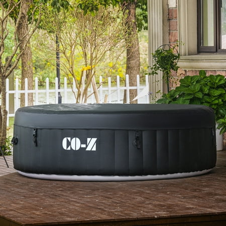 CO-Z 7' Inflatable Hot Tub Portable 4-6 Person Round Spa Tub for Patio Backyard Black