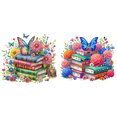 thumbnail image 1 of 5D DIY Taladro Parcial en Forma Especial Libros Flores 30x30cm, 1 of 7