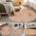 thumbnail image 5 of Round Rugs 4 Ft, Line Texture Non Slip Area Rugs for Kitchen Bedroom Entryway, Orange Abstract Art Retro Washable Carpet Runner Rug Floor Mats for Bedroom Home Decor, 5 of 8