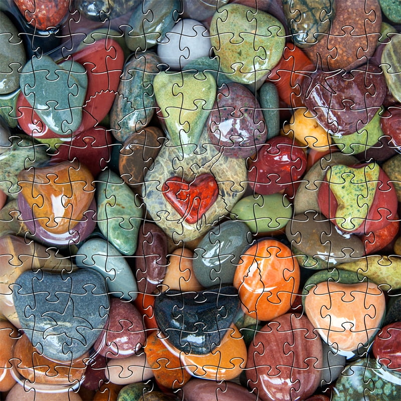 Zen Puzzles Artisanal Found Love Pebbles Wooden Small 125 Piece Jigsaw