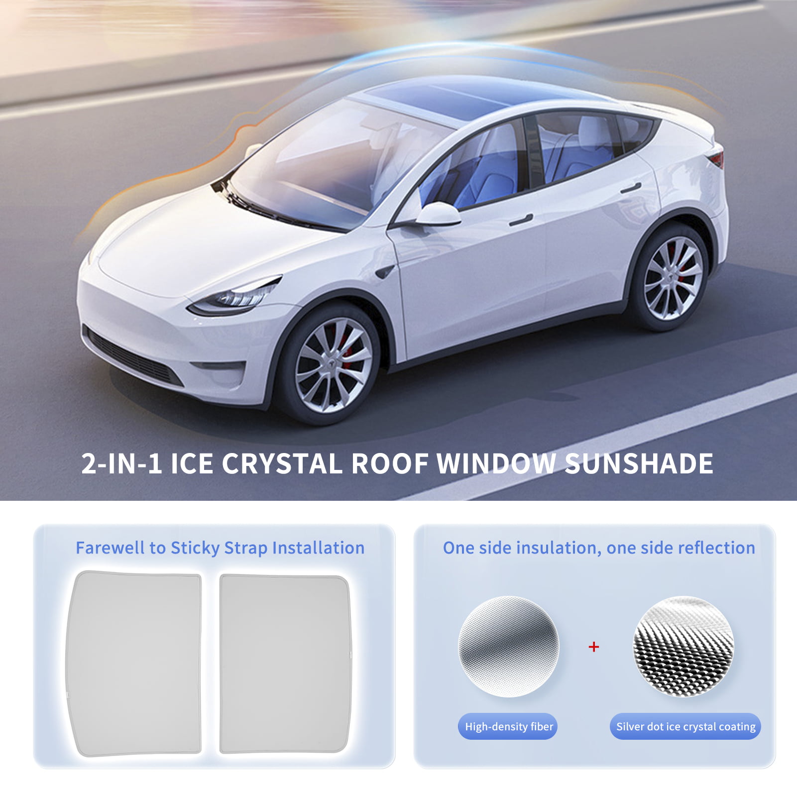 Aumotop Aumotop Roof Window Sunshade Replacement for Tesla Model Y 2020 2021  2022 2023 Foldable Easy to Install Heat Insulation Sun Shade Protection Ice  Crystal Coatings with Storage Bag 