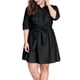 thumbnail image 3 of Vestido Camisero De MezclilCon Cinturón Mangas 1/2 De TalGrande PaMujer Negro XL, 3 of 6