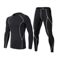 thumbnail image 2 of Sports Suit Men Gym Suit O-neck Long Sleeve Tops Long Pants Set Striped Print Quick Drying Skinny Fit Breathable Fitness Wear for Men for Workout, 2 of 8