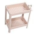 thumbnail image 4 of Estante de almacenamiento para el suelo del baño, multifuncional, multicapa, estable, duradero, independiente, estante de esquina, color beige, 2 capas, 4 of 10