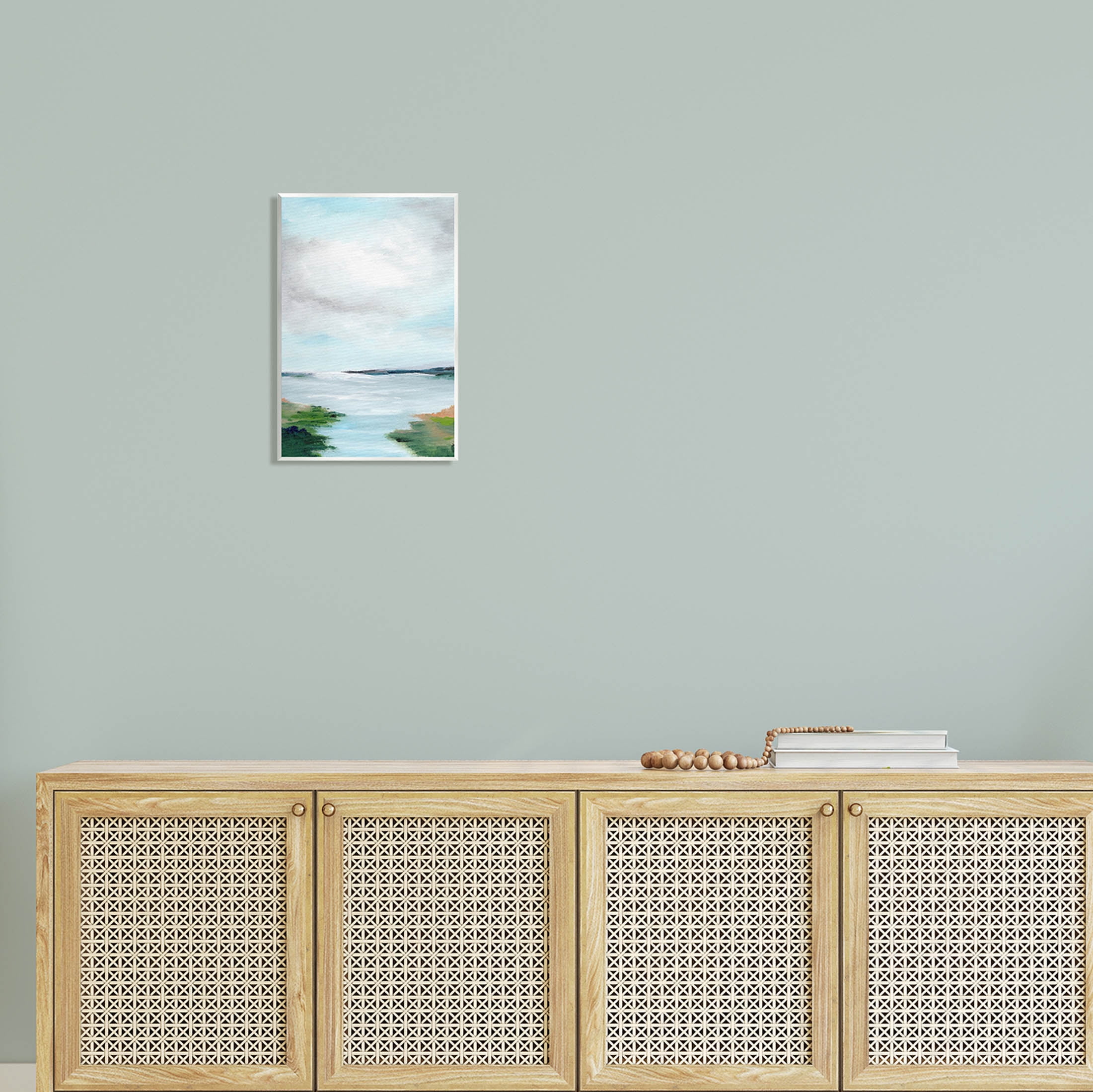 Stupell Industries Calm Cloudy River Lake Scenery Painting Unframed Art Print Wall Art, Design by Nikita Jariwala
