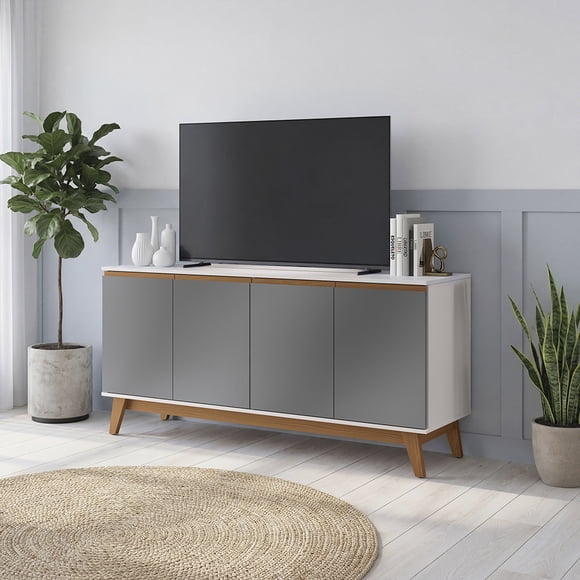 Aparador Blanco/Gris Kappesberg 156 cm 4 Puertas