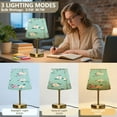 thumbnail image 3 of Modern Minimalist Cone Desk Lamp Antique Bronze Base & Linen Shade Bedside Table Lamp for Bedroom Living Room, Office, Dorm Pink and Teal Floral Pattern Small, 3 of 8