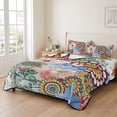thumbnail image 2 of Queen Quilt Set 90''x96'', Boho Floral Lightweight Bedspread Coverlet Set with 2 Pillow Shams, Bohemia Colorful Mandalas Botanical Flower Breathable All Season Quilt Bedding for Bedroom/Guest Room, 2 of 9