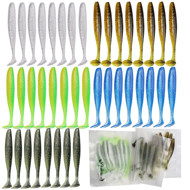 Paddle Tail Swimbait, Soft Plastic Swimbait Bass Fishing Lure 5 Colors Shad  Minnow Bait Used with Chatterbait-Jig Head Rig Soft Swimbaits 3.7in 4.7in  /40-50PCS 