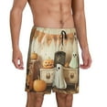 thumbnail image 6 of Mens Pajama Shorts, halloween cute ghost pumpkin (2) Sleep Shorts Men Pajama Bottoms Lounge PJ Shorts with Pockets, 6 of 6
