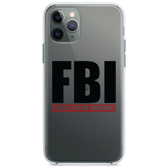 DistinctInk Clear Shockproof Hybrid Case for iPhone 11 (6.1" Screen) - TPU Bumper Acrylic Back Tempered Glass Screen Protector - FBI Fanatic Boxing Individual