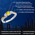 thumbnail image 2 of Gem Stone King 925 Sterling Silver and 10K Yellow Gold Yellow Sapphire and White Lab Grown Diamond 3 Stone Engagement Ring for Women (0.59 Cttw, Gemstone September Birthstone, Size 6), 2 of 6