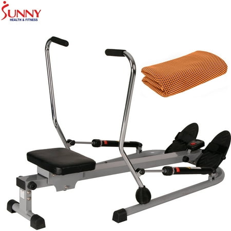 Sunny Health and Fitness 12 Level Resistance Rowing Machine Rower w/ Independent Arms (SF-RW5619) with Workout Cooling