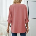 thumbnail image 4 of Baqcunre Long Sleeve Shirts For Women Women'S Solid V Neck Long Sleeve Casual Fashion Chiffon Shirt Top Chiffon Blouses For Women Workout Tops For Women Pink S, 4 of 4