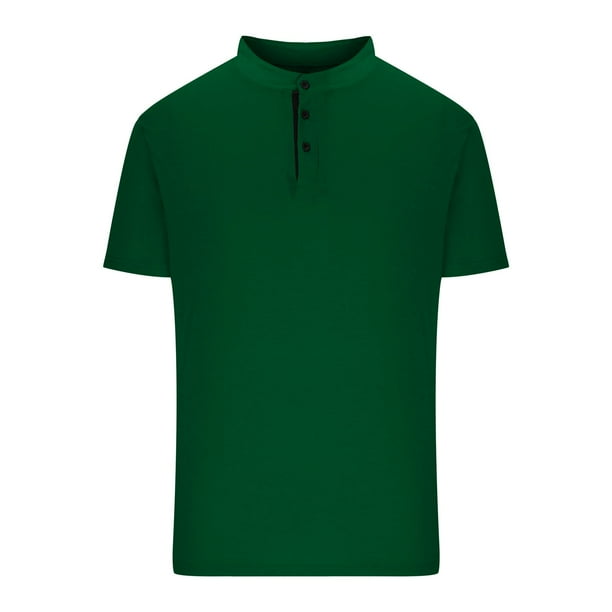 pstuiky camisetas para hombre, Blusa informal de manga corta con cuello redondo y botones de color liso para hombre camisas casuales para hombre m