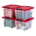 thumbnail image 2 of IRIS 19 Qt Christmas Plastic Storage Bin with Lid and Secure Latching Buckles, Clear/Red, 4Pk, 2 of 5
