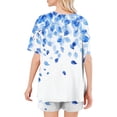 thumbnail image 3 of Simua Pajamas Short Sleeve Two Piece Sleepwear for Women, Women's Summer Casual Print Round Neck Tops Pockets with Shorts Loose Loungewear Pjs Set, Size S-XXL, 3 of 6