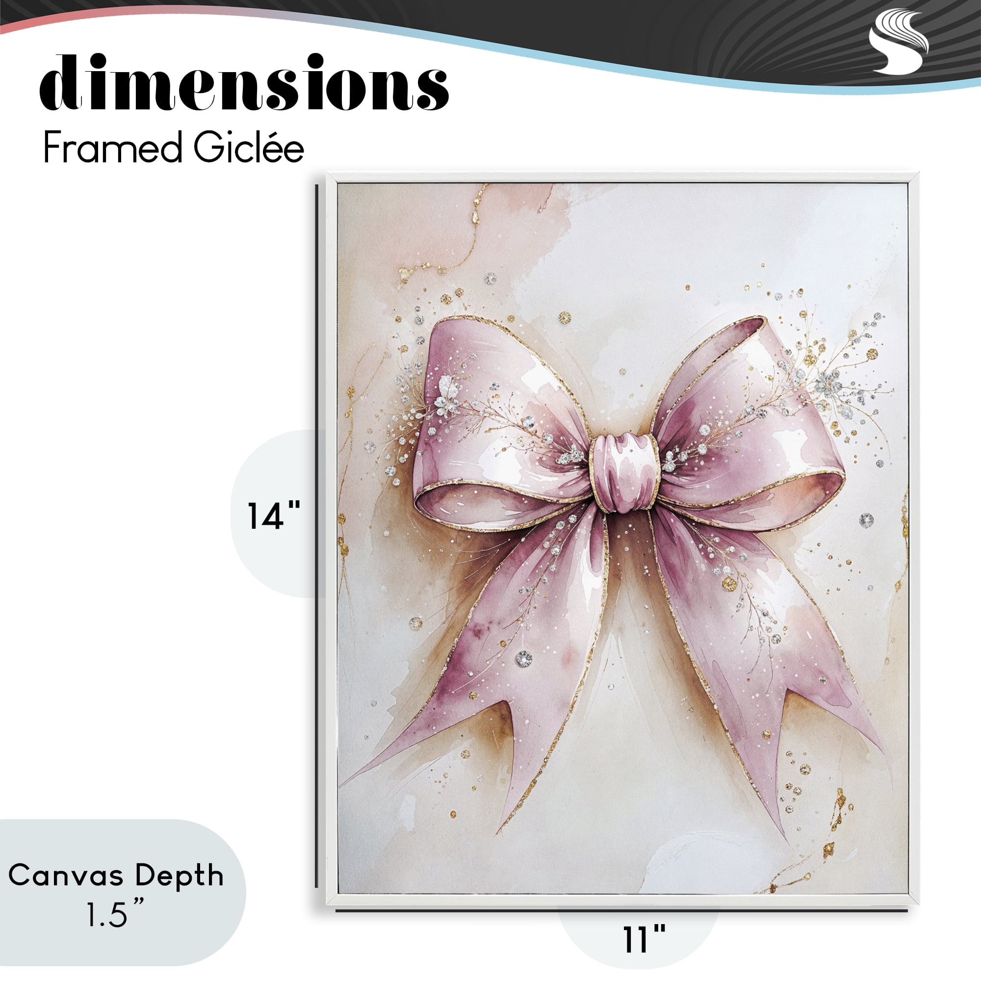 Stupell Industries Glamorous Blush Pink Bow White Framed Giclee Art, design by Nataly White
