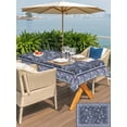 thumbnail image 6 of 60x120 Inch Outdoor Tablecloth with Umbrella Hole Zipper Rectangle Navy Blue Floral Boho Rectangular Tablecloths Outside Waterproof Ethnic Tribe Abstract Art Flower Patio Table Cover for Picnic Party, 6 of 8