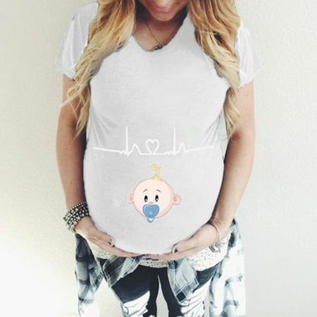 

Coappsuiop T Shirts For Women Fashion Pregnant Women T-shirt Women s Maternity Funny Baby Print Tee Tshirts Women s