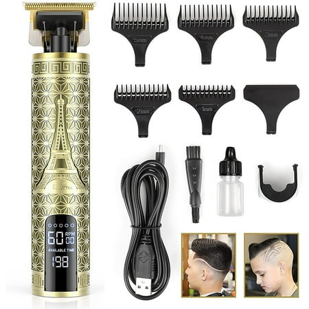 Hair Clippers for Men Professional, VONTER Zero Gapped T-Blade Hair Trimmer with 3 Speed Adjustment LED Display, Rechargeable Cordless Grooming Kit for Men Self Hair Cutting and Barber