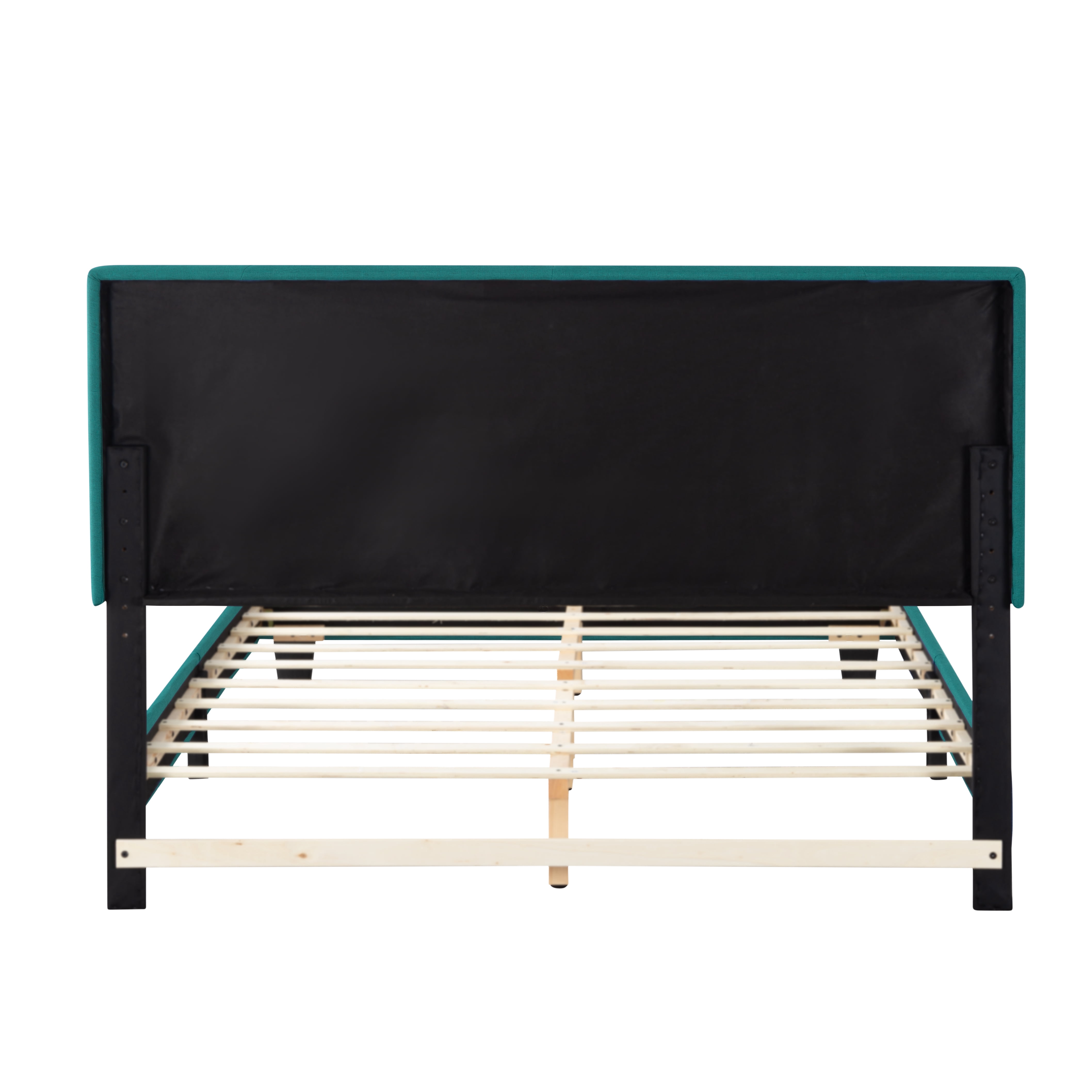 BRGMAUS Queen Bed Frame, with Headboard, , Heavy Duty Feet, Easy Assembly, Linen/Velvet Upholstered Bed Frame with Wood Slats Support, Queen Bed Frame (Green)