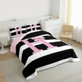 thumbnail image 3 of Feelyou Monogrammed Bling H 01, Cute Girls Bowknot Twin Comforter Sets, Black White Stripes Reversible Bedding Set, Ultra Soft Home Decor,2 Pieces, 3 of 8