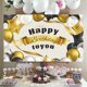 thumbnail image 2 of Golden White Birthday Photography Background Happy Birthday Backdrop Banner Birthday Party Decorations Banner for Women Men, 2 of 4