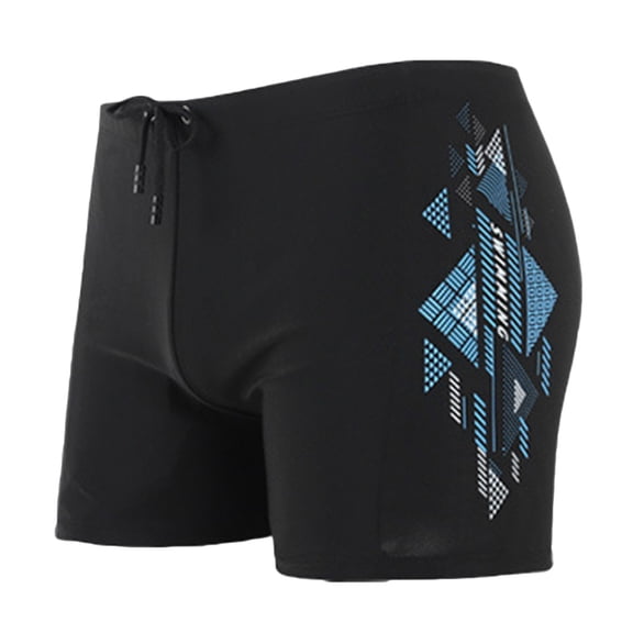 Ynynloco Swim Trunks Men Striped Print Elastic Waistband Drawstring High-Stretch Square Leg Boxer Briefs Quick Dry Beach Board Beach Sport Short