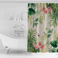 thumbnail image 3 of Shower Curtain Summer Green Leaves Pink Flower on Linen Waterproof Shower Curtain Set with Hooks for Bathroom Showers,Stalls and Bathtubs,54x78InTropical Plants, 3 of 9
