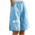 thumbnail image 2 of Cutuoiiu Workout Shorts Women Casual Loose Fit Flower Print Elastic Waist Knee Length Bermuda Shorts with Pockets for Summer and Daily Wear, 2 of 8