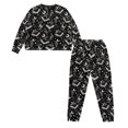 thumbnail image 5 of SCRAWLGOD Halloween Women's 2 Piece Pajama Sets Anti-Wrinkle Lounge Set with Pockets Breathable Comfortable Long Sleeve Tops Long Pants with Elastic Band, Bat Moon Star Spider Web Black, S, 5 of 7