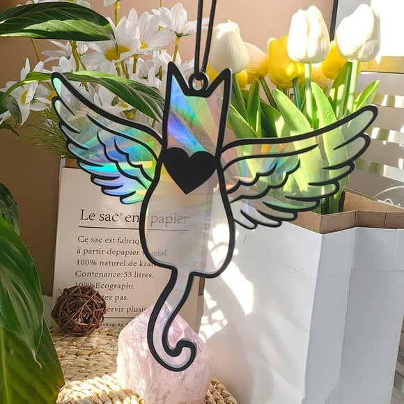 Colgante Acrílico Memorial para Mascotas | Adorno Captador de Luz para Ventana de Oficina, Dormitorio, Jardín, Balcón | Acrílico Duradero y Resistente a la Degradación | Incluye Cuerda y Ventosa