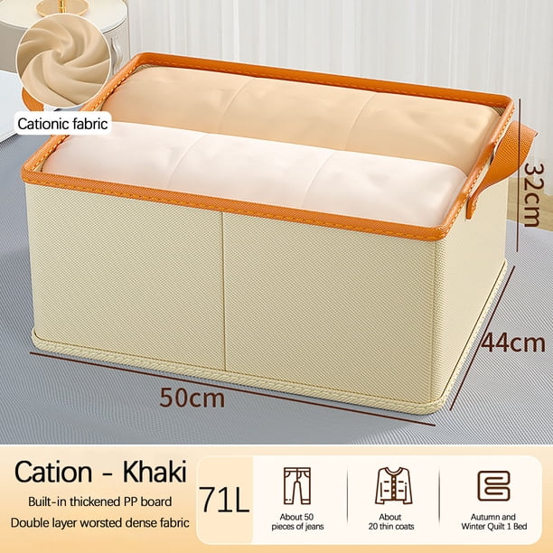 Caja de almacenamiento plegable para armario con asas - Organizador de tela transpirable y no tejida para ropa, mantas y almohadas, gran capacidad bajo el cubo de cama (50x44x32cm XXL)
