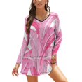 thumbnail image 1 of Motif Feuilles de Bananier Roses Tropicales sur Fond Blanc Robe Évasée Col Carré Robe Élégante Mode Féminine Imprimée Papier Peint Rose, 1 of 5