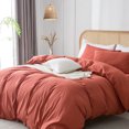 thumbnail image 3 of ZOVAN Duvet Cover Set 100% Washed Cotton Super Soft Breathable Durable (Crimson Red, Twin), 3 of 7