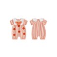 thumbnail image 2 of RUINIXCW Newborn Baby Boy Girl Game Day Outfit Infant Baby Boys Summer Fall Clothes Striped Romper Football Baseball Basketball Embroidery Doll Collar Short Sleeve Jumpsuit, 2 of 9