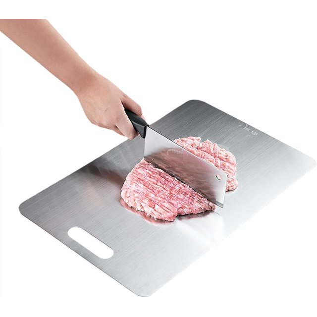 Tabla de cortar de titanio, tabla de cortar antiadherente de acero inoxidable, tablas de cortar de titanio para cocina, tabla de cortar grande, adecuada para carne, frutas y verduras