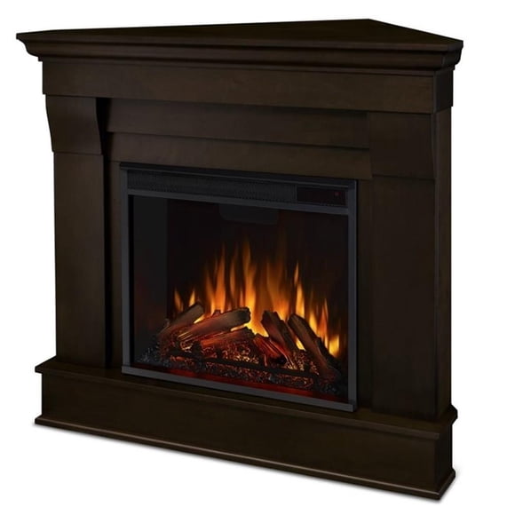 Real Flame Canada Chateau Solid Wood Corner Electric Fireplace in Espresso