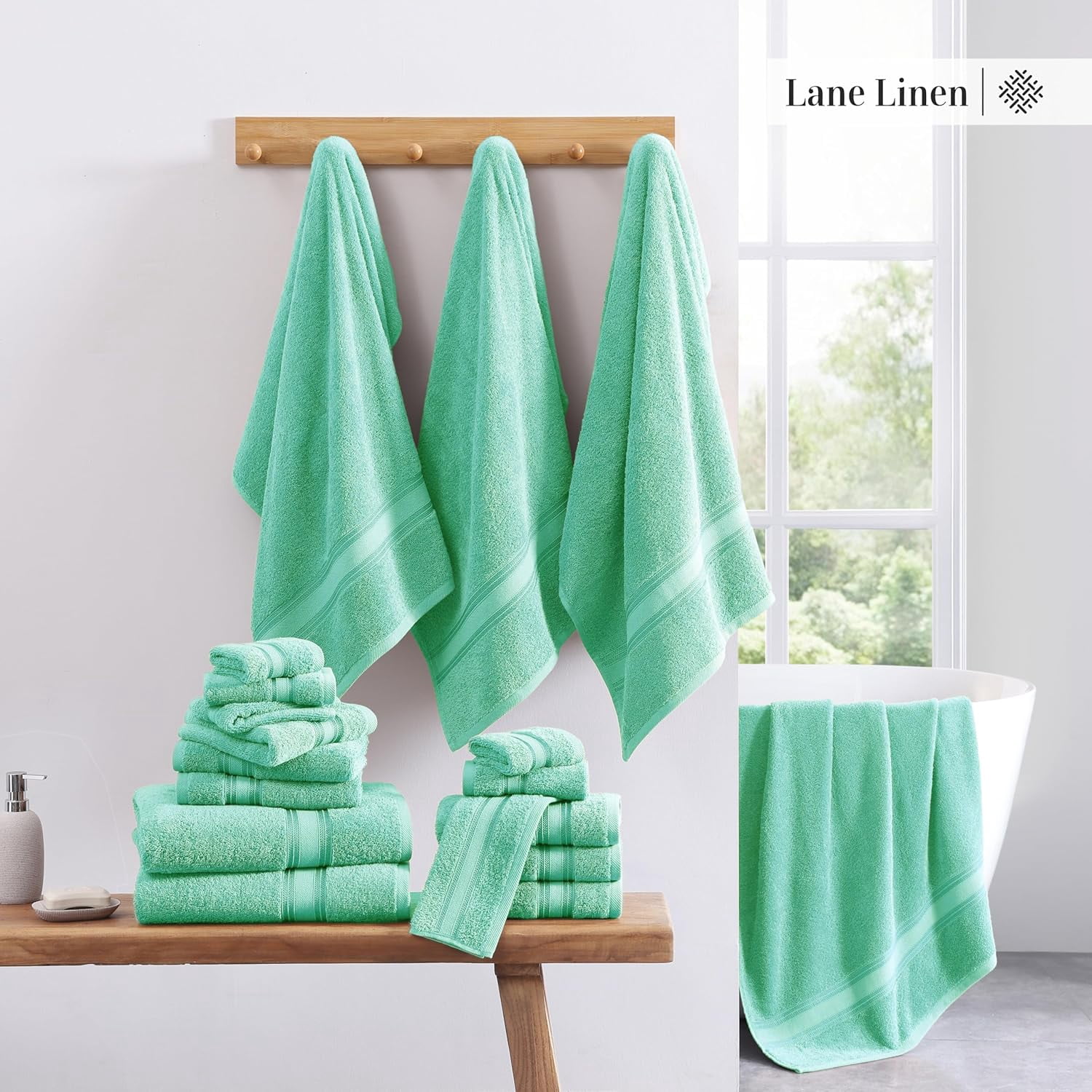 Luxury Bath Towels Set - 3 Piece Set, 100% Cotton Bathroom Towels, Zero Twist, Quick Shower Towels, Absorbent Bath Towel, Super Soft, 1 Bath Towel, 1 Hand Towel, 1 Wash Cloths - Aqua Sky