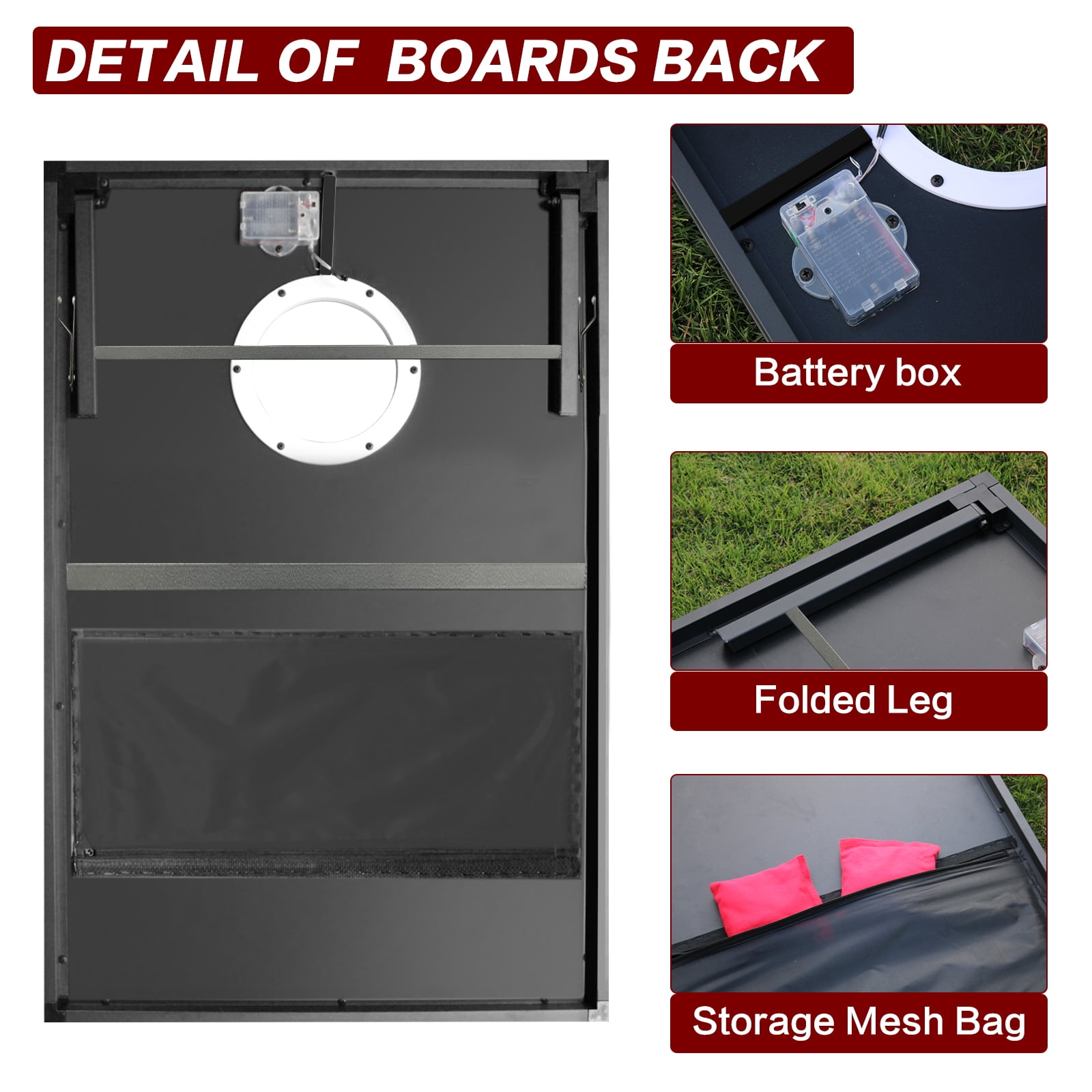 RayChee Cornhole Set with 8 Bean Bags and Carrying Case Outdoor Game Toss Board for Adults Outside Activities
