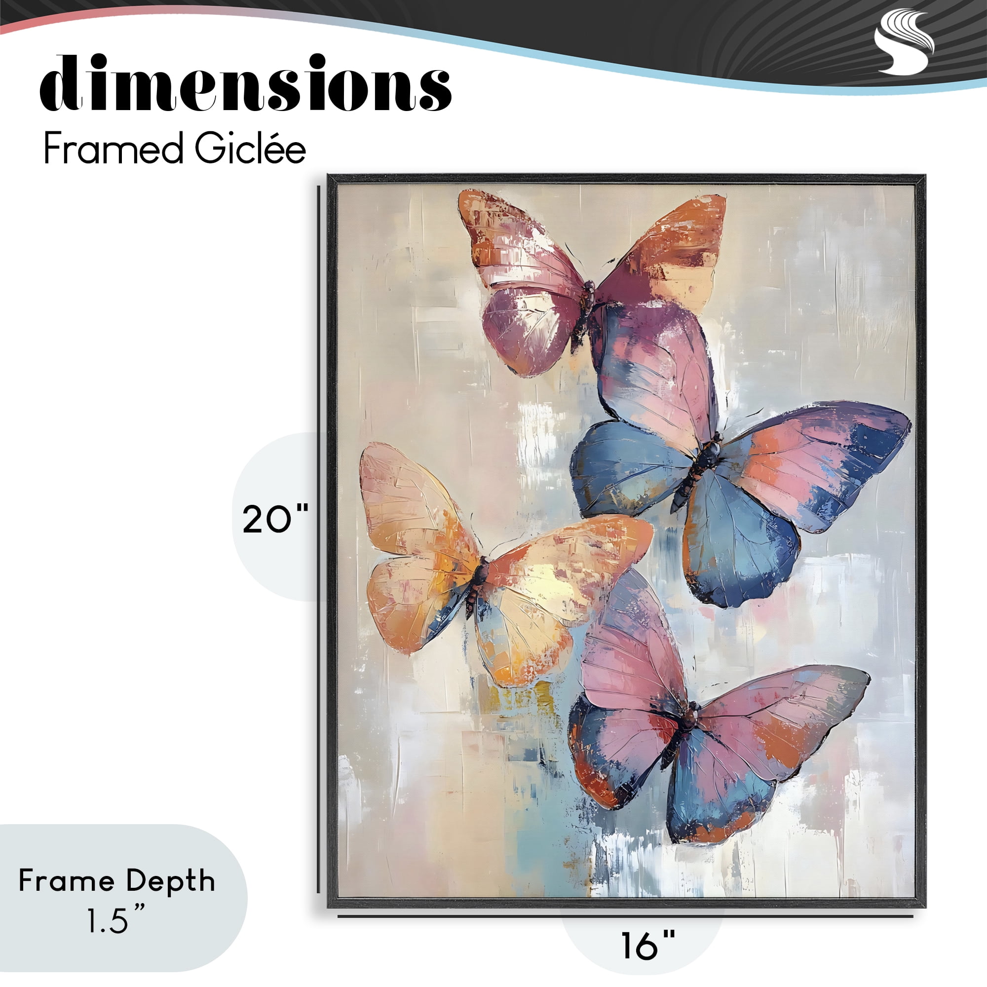 Stupell Industries Butterfly Beauty Abstraction Black Framed Giclee Art, design by Creative Studio
