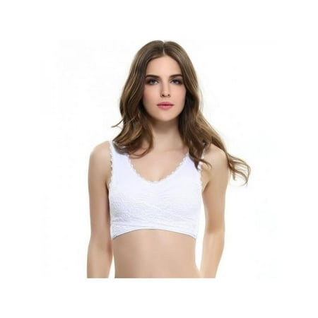 

Women Front Cross Side Buckle Bra Soft Wireless Lace Sport Bra Adjustable Vest