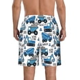 thumbnail image 3 of Kdxio Blue Excavator Pattern Mens Casual Shorts - Drawstring Summer Beach Sports Shorts for Men, 3 of 9