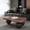 Walnut Top + Black Legs, variant on Noble House 47" Cloud Shaped Coffee Table with Ball Legs, Modern Aesthetic Accent Table for Living Room, Black