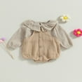 thumbnail image 2 of Button Overalls and Solid Color Long Sleeve Doll Collar Tops for Infant Girls, 2 of 9
